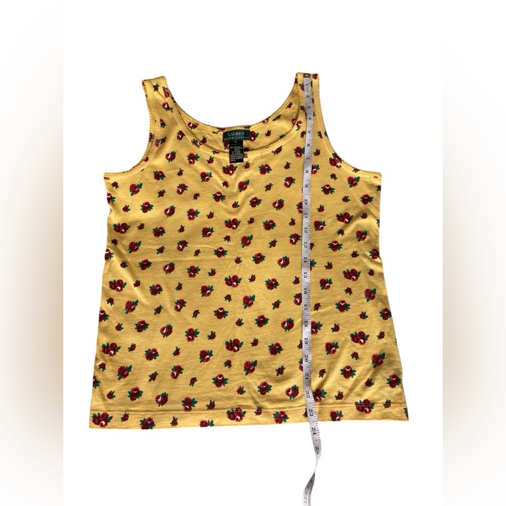 Vintage Lauren Ralph Lauren yellow Rose Tank top. 100% Cotton. Size Medium. - Picture 5 of 7
